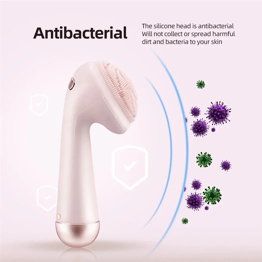Electric Facial Brush Silicone Vibration Cleaner Waterproof Skin Care Machine Rechargeable Beauty Tool