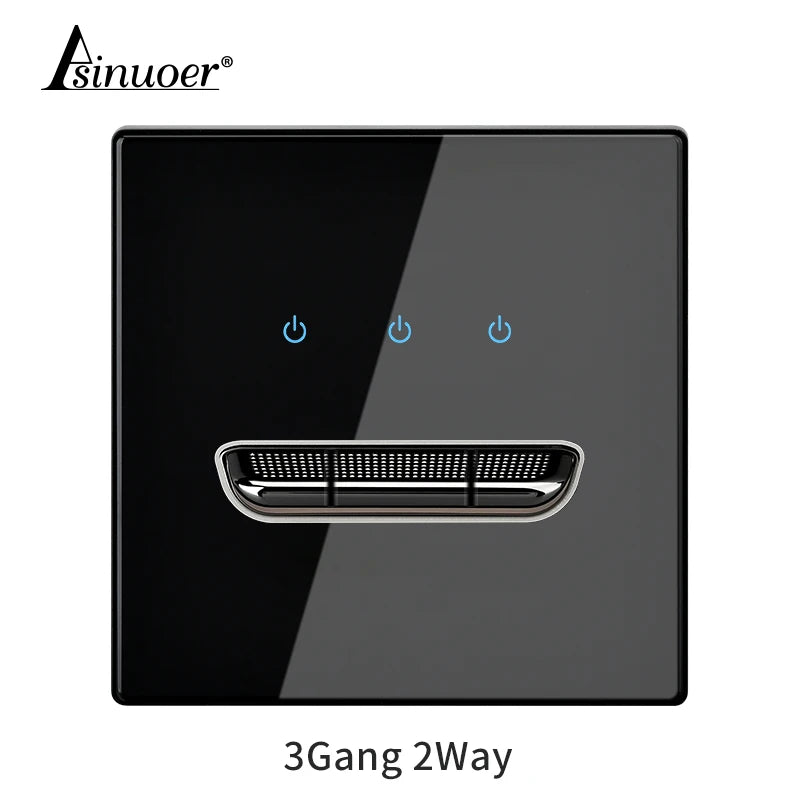 Black Tempered Glass Wall Switch Panel Led European 16a Socket Retro Toggle Light Switch Eu Uk Standard 2usb Socket 1Gang-4gang
