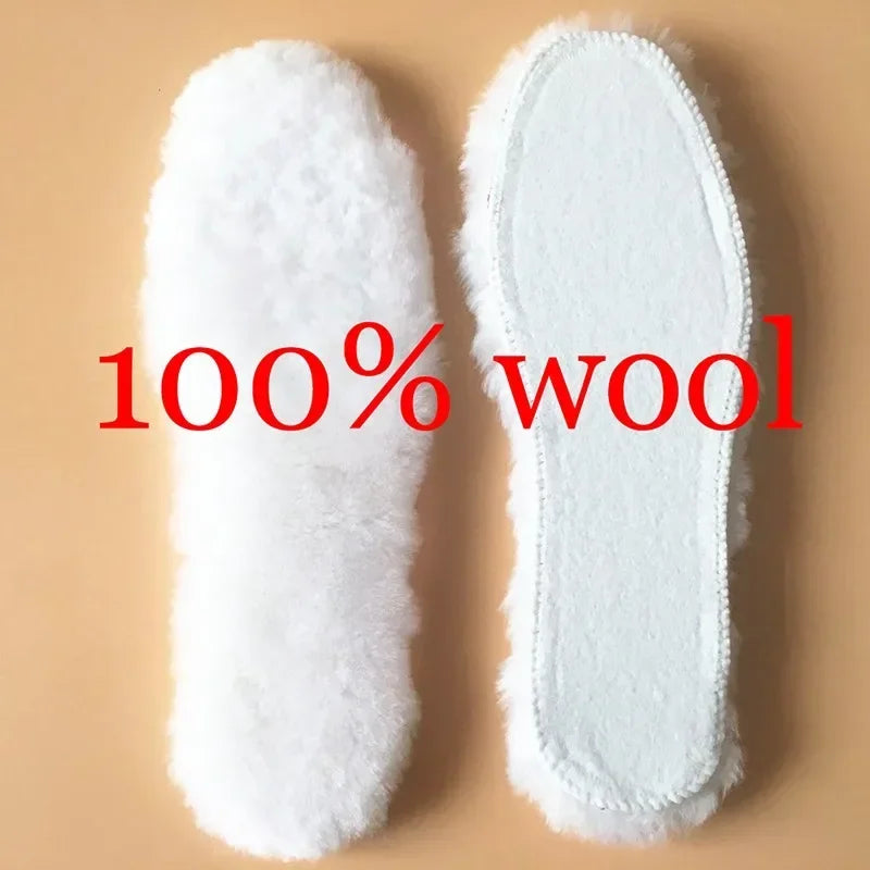 Natural Sheepskin Insoles Winter Real Fur Wool Insoles Men Women Warm Soft Thick Warm Cashmere Snow Boots Shoe Pad