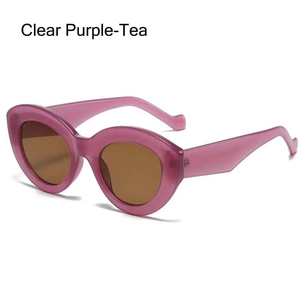 Ins Popular Retro Eyewear Oval Sun Glasses Oversized Sunglasses Sun Glasses Thick Frame