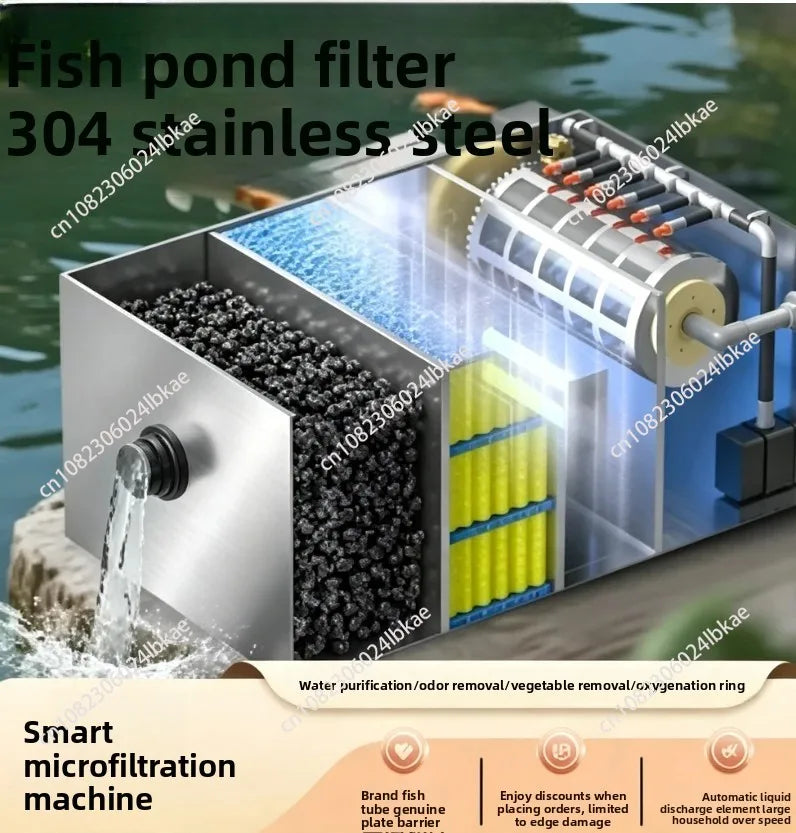 Aquaculture Drum Filter Stainless Steel Micro Screen Pond Water Recirculation Waste Remover Strainer