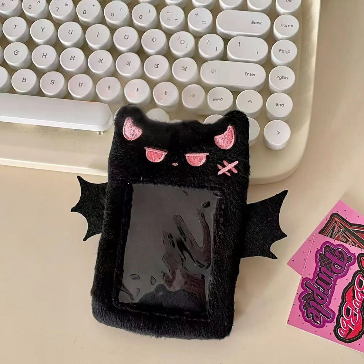 Cartoon Devil Plush Photocard Case Photo ID Credit Band Card Holder Card Case Students Idols Photos Protective Cover