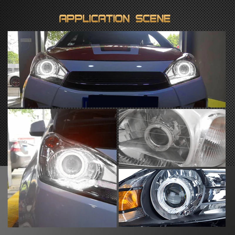 80mm LED White Angel Eyes 2.5 Inch Bi-xenon Headlight Projector Lens H4 H7 Front Head Lamp for Car Offroad Motorcycle DRL Lamp