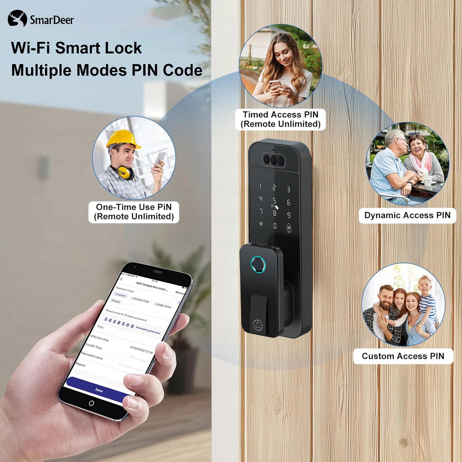 Outdoor waterproof fingerprint lock, facial recognition intelligent door lock, outdoor door electronic lock with anti-theft code