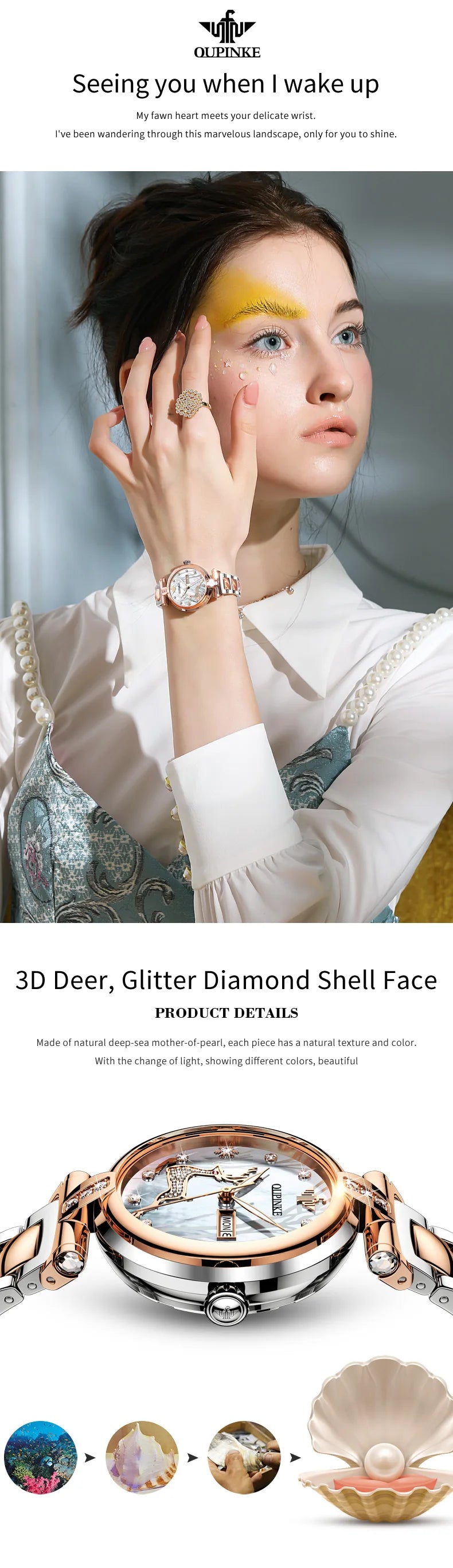OUPINKE 3180 Women Mechanical Watch Rose Gold Luxury Elegant Diamond Watch Brand Original Dress Bracelet Women Watch Gift Box