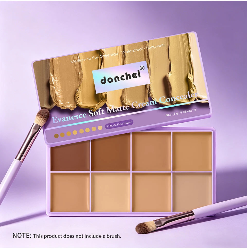 8 Shade Soft Matte Cream Concealer Palette Full Coverage Fade Dark Circles Blemishes Waterproof Long Lasting Oil Control Makeup