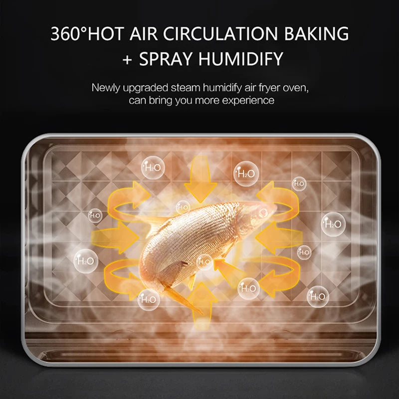 Electric Multifunctional Air Fryer Oven 30L 1800W Steam Function Convection Baking Pizza Chicken Stainless Steel 4