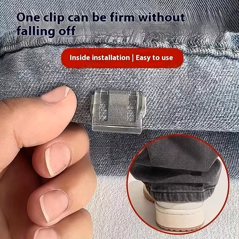 10pcs Invisible leg shortening device, adjustable anti slip hidden clip, suitable for jeans, no need for sewing clothes adjuster