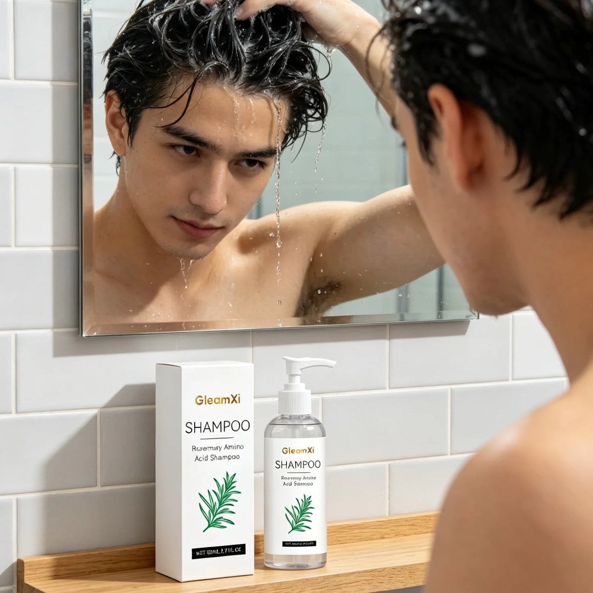 GleamXi Gentle Repair Shampoo Moisturizing Scalp Locking Hair Moisture Anti Frizz Non Irritating Formula Rosemary Hair Shampoo