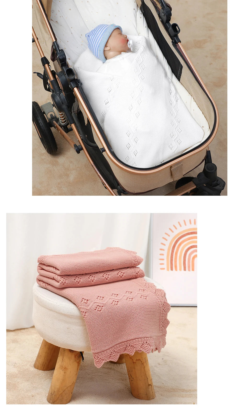 Newborn Baby Blanket Cotton Multi-use Knitted Infant Babies Boys Girls Sleeping Quilts Covers for Stroller 90*70cm Receiving Mat