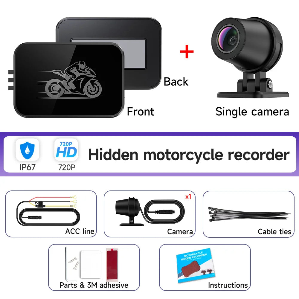 JIUYIN Dual 1080P Motorcycle DVR Full Body Waterproof Moto Camera WiFi Dash Cam Front Rear Driving Video Recorder Black Box