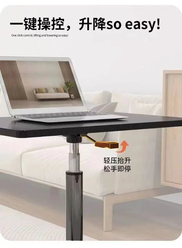 Modern Mobile Adjustable Desk, Dormitory Workstation, Small Bedside Table with Casters, Live Streaming Desk