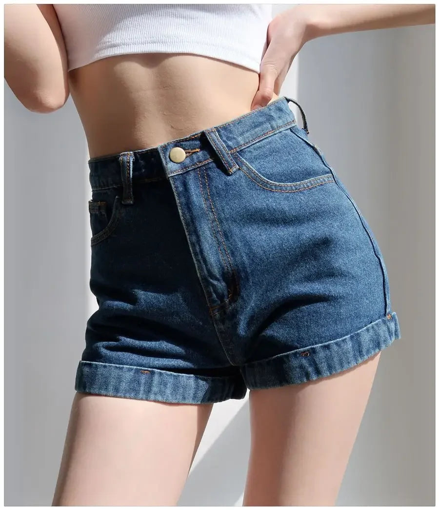 Basic Denim Shorts Women Sexy Skinny Vintage All-match High Waist Fashion Casual Streetwear Summer Chic Pure Temperament Females