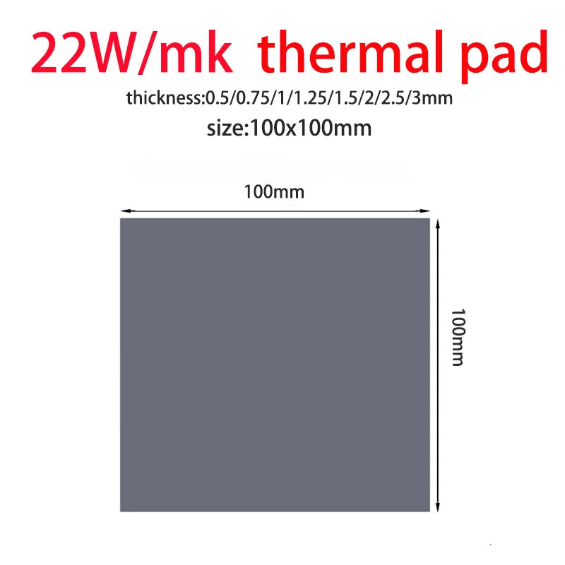 Great 24w 22w 20w 18.6w 16.5w OEM thermal pad for GPU CPU  Heatsink Cooling Conductive Silicone Pad thickness 0.75 1.25 1.75mm
