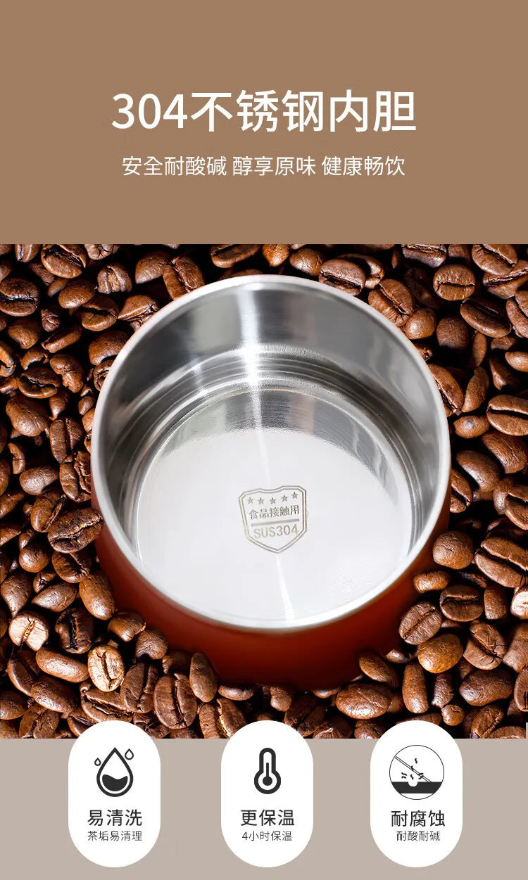 304 Stainless Steel Mug with Lid and Spoon Office Water Cup  High Aesthetic Coffee Cup, Breakfast Cup Water Bottles