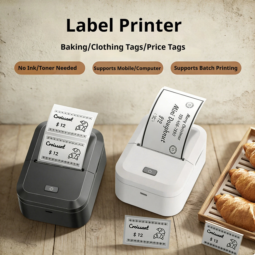 Wireless Bluetooth Label Printer, Portable Thermal Printer, Inkless Labeling Machine, Mini Label Maker Support Smartphones PC