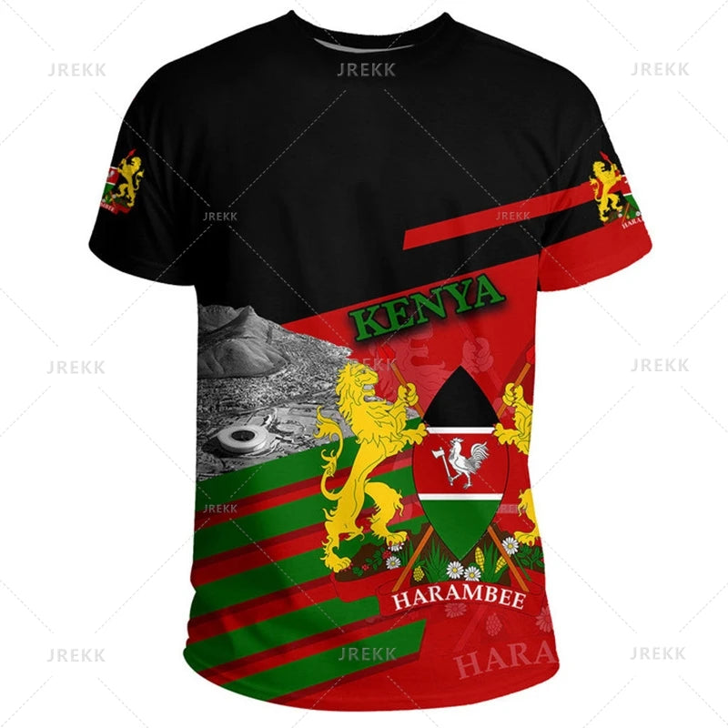 Kenya National IndependenceDay 3D Printed T Shirt The Republic-of Kenya Emblem Falg Graphic Short Sleeves Vintage Tee Shirts Top