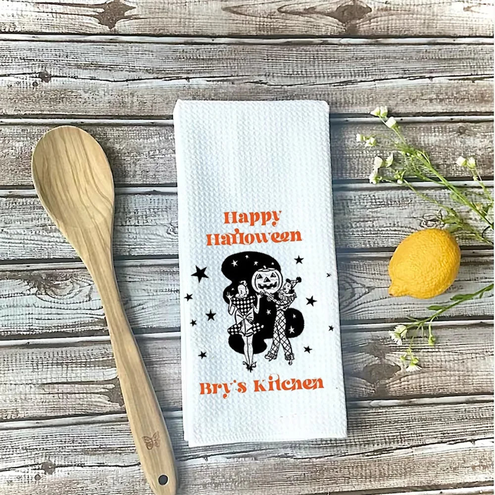 Custom 1Pcs Halloween Theme Dish Towel Tea Towel Halloween Kitchen Decor Fall Gift for Mom Dish Towel Party Table Accessories