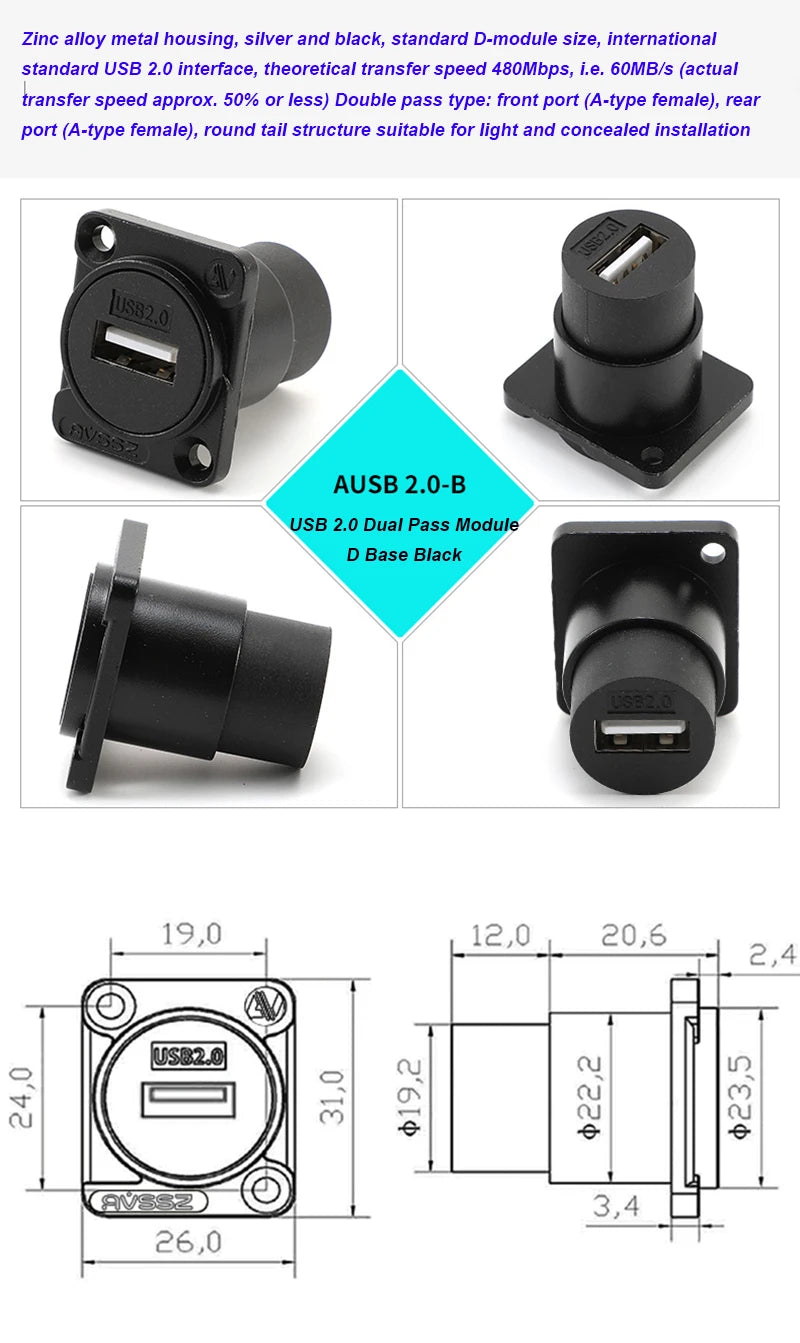 D-type Multifunctional Data Module 86 Panel audio video socket XLR VGA BNC RJ45 RJ11 Jack 3.5/6.35 RCA USB3.0 TypeC Connector