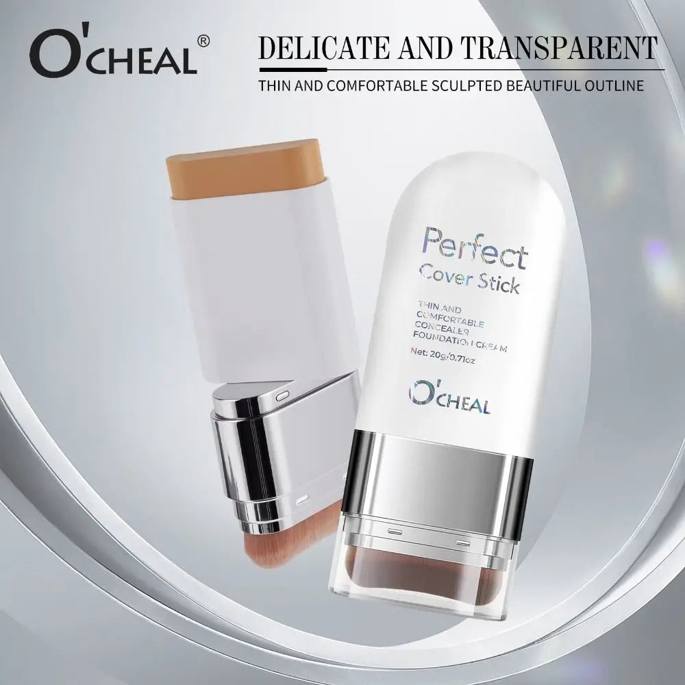 Thin and Comfortable Perfect Cover Stick Waterproof Long-lasting Concealer Foundation Stick with Brush Instant Natural