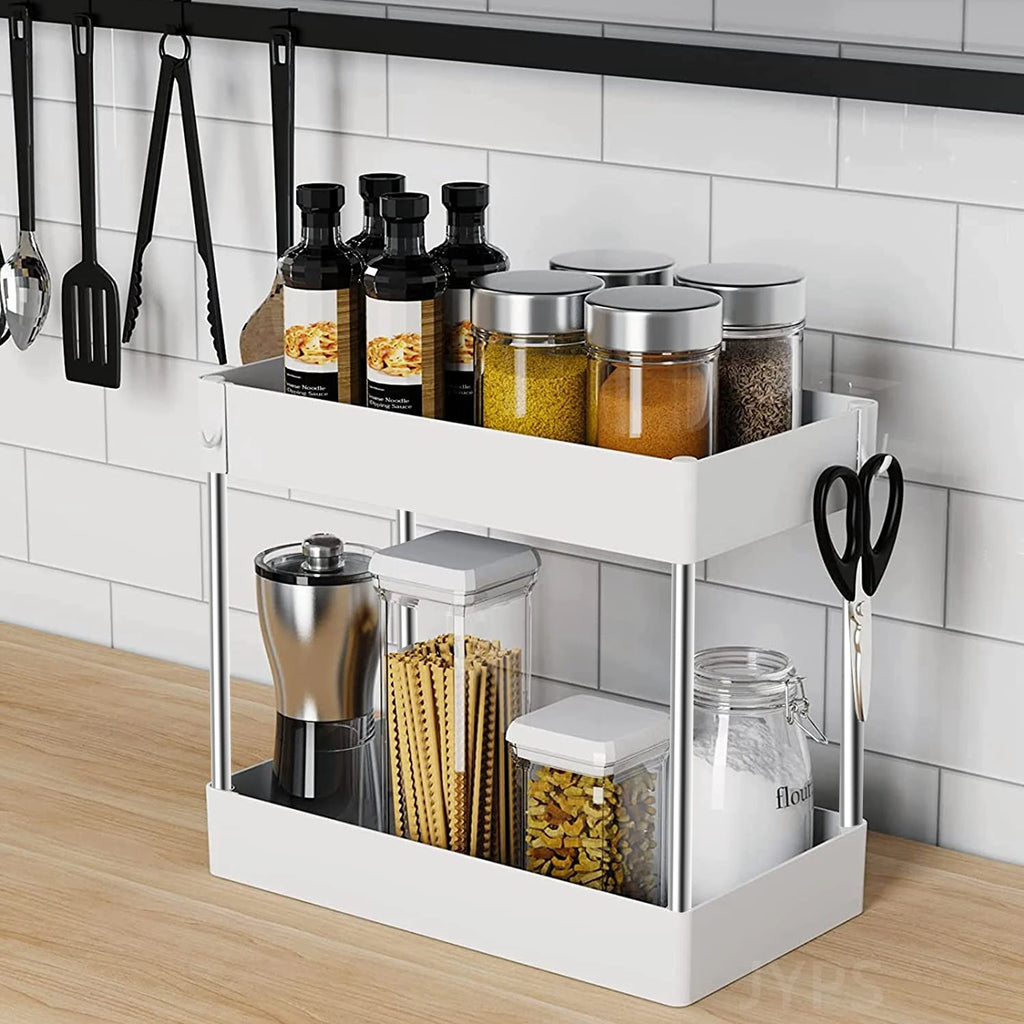 2 Tier Under Sink Organizer Kitchen Organizer Cabinet Storage Rack Multipurpose Rack Under Sink Storage for Bathroom Kitchen