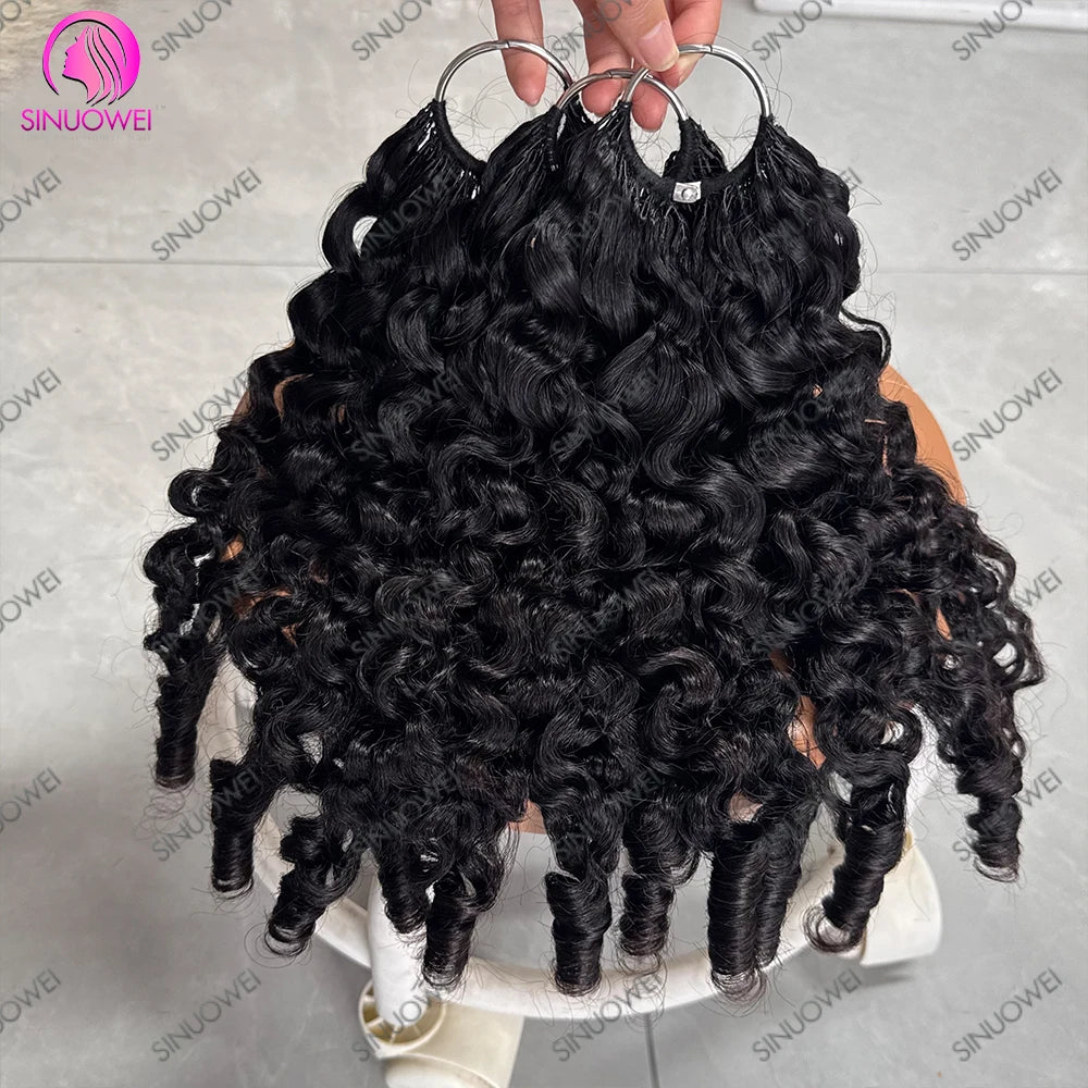 12A Burmese Curly Crochet Human Hair Bundle Pre-Separated Feather Crochet Hair Invisible Crochet Hair Extensions Wholesale Sales