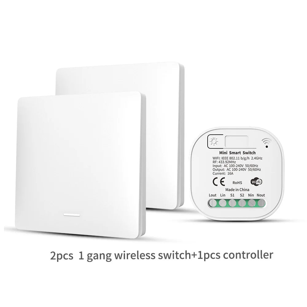 Outdoor Waterproof Smart Light Switch 1/2/3 Gang Tuya WiFi Self Powered No Battery Required with App & Voice Remote Control