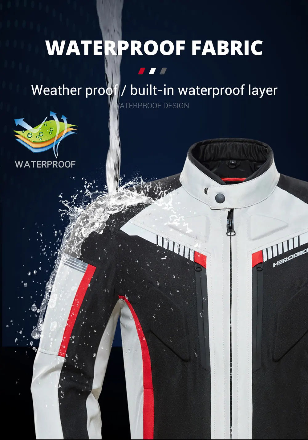 Men Waterproof Motorcycle Jacket Night High Visible Motorbike Racing Jacket Motorcycle Pants Moto Clothing With EVA Protection