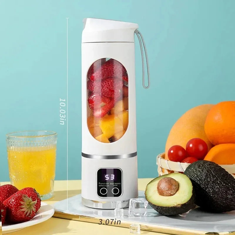 10 Blades Portable Juicer Cup, 450ml 3 Gears USB Rechargeable Blender, Ice Crusher for Shakes Smoothies Making