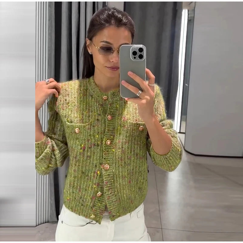 URBANCREW Marled Knit Cardigan — Cropped Casual Layer