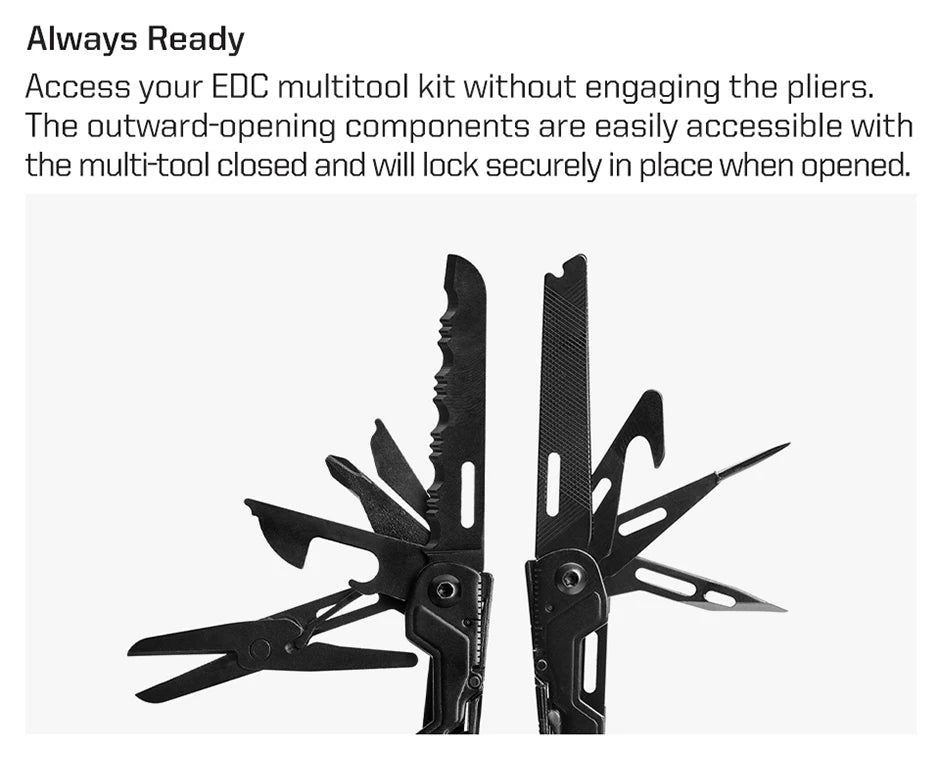 SOG 18 in 1 PowerPint Mini Multi-tool Stainless Steel Pocket EDC Multifunctional Pliers with Folding Knife Screwdrivers Scissors For Survival Fishing Hiking Cycling Travel DIY Home Emergency Repair Portable Camping Tools and