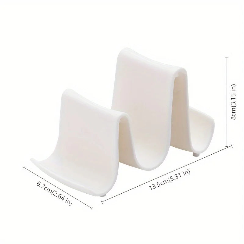 1pc Innovative Wave Design Kitchen Organizer - Plastic Pot Lid Holder, Chopstick & Utensil Rack for Countertop Storage