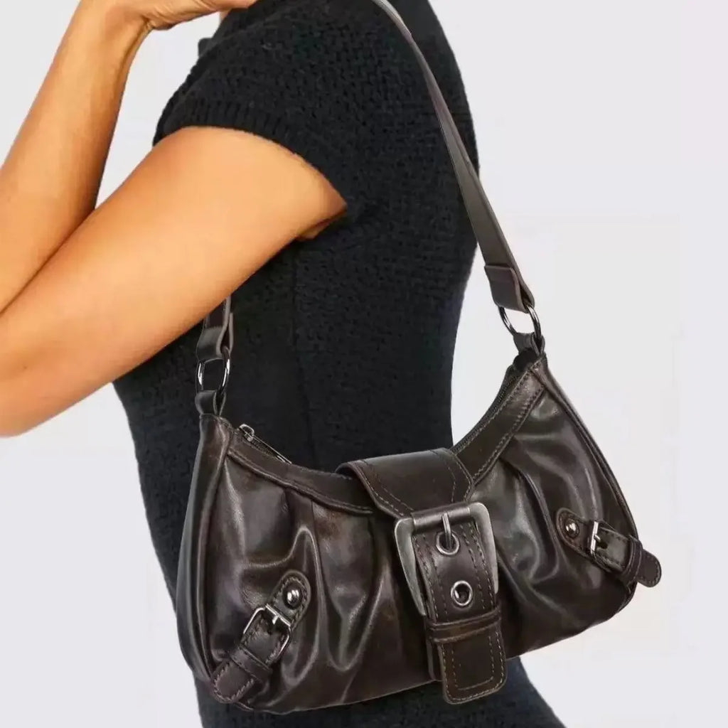 Spicy Girl Y2K Wasteland Style Vintage Leather Shoulder Armpit Bag 2025 Spring Hot Selling Maillard Style Retro Style Small Bag
