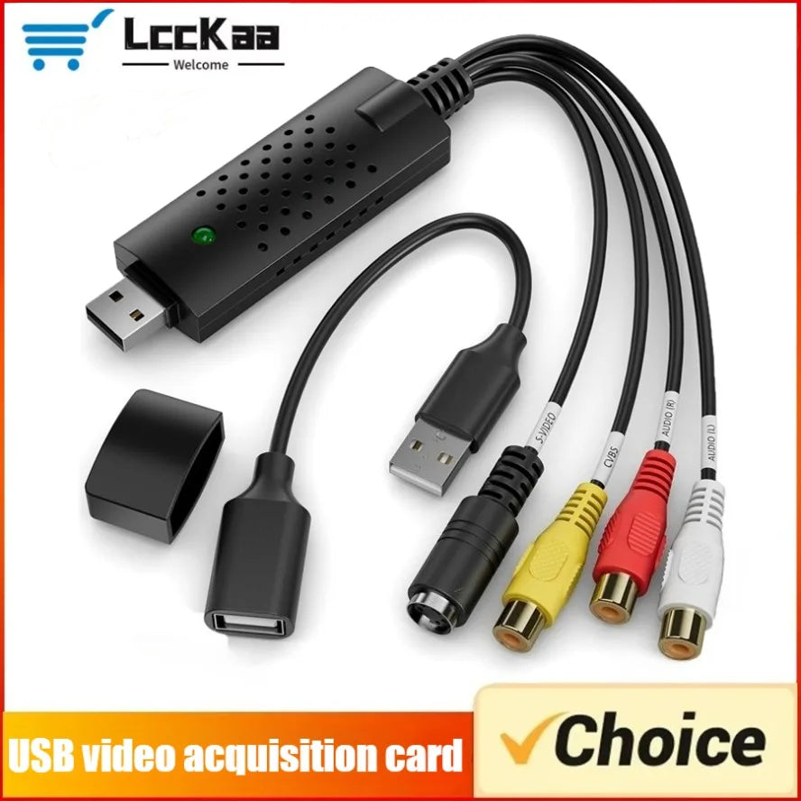 USB Audio Video Capture Card Adapter Video Converter with USB Cable VHS To Digital Converter for TV PC DVD VHS Capture Device