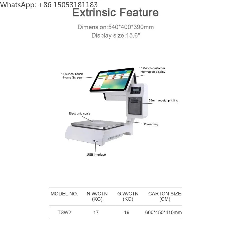 J900 I3 I5 CPU 15.6 11.6 Inch Dual Touch Screen Pos Cashier Register Electronic Point of Sale Weighing Scale