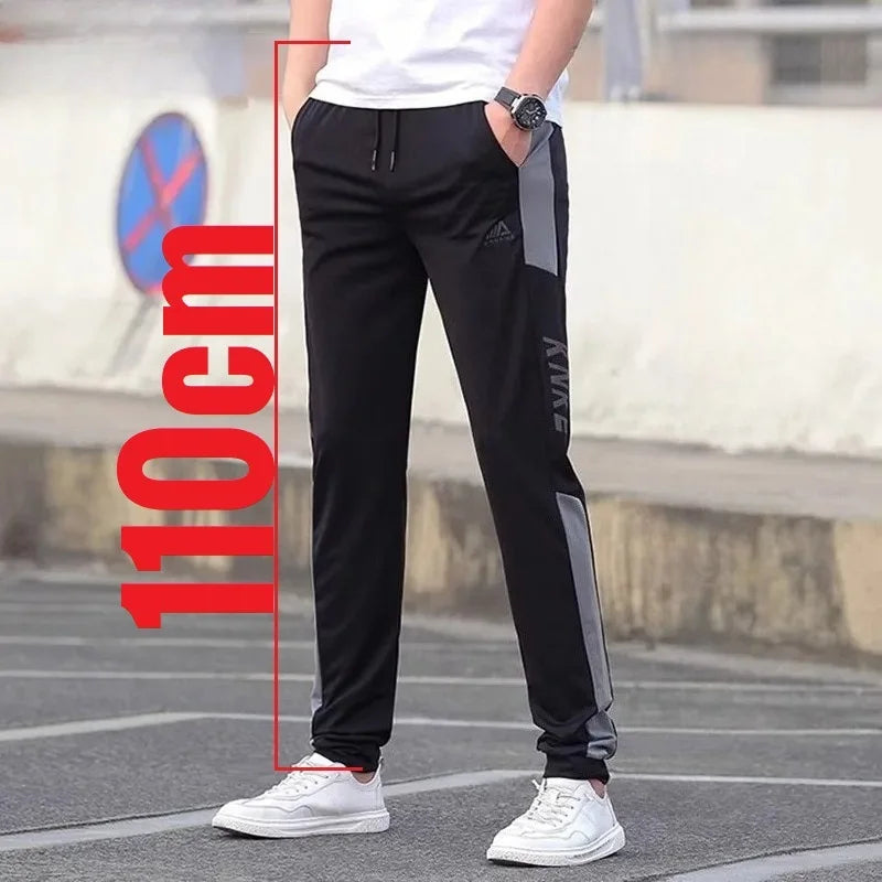 Thin Tall Men Ice Silk Pants Slim Fit Summer Jogger Male Extra Long Length 120cm 190 195 200 Cm 120 2m 200cm 205cm Sport Trouser