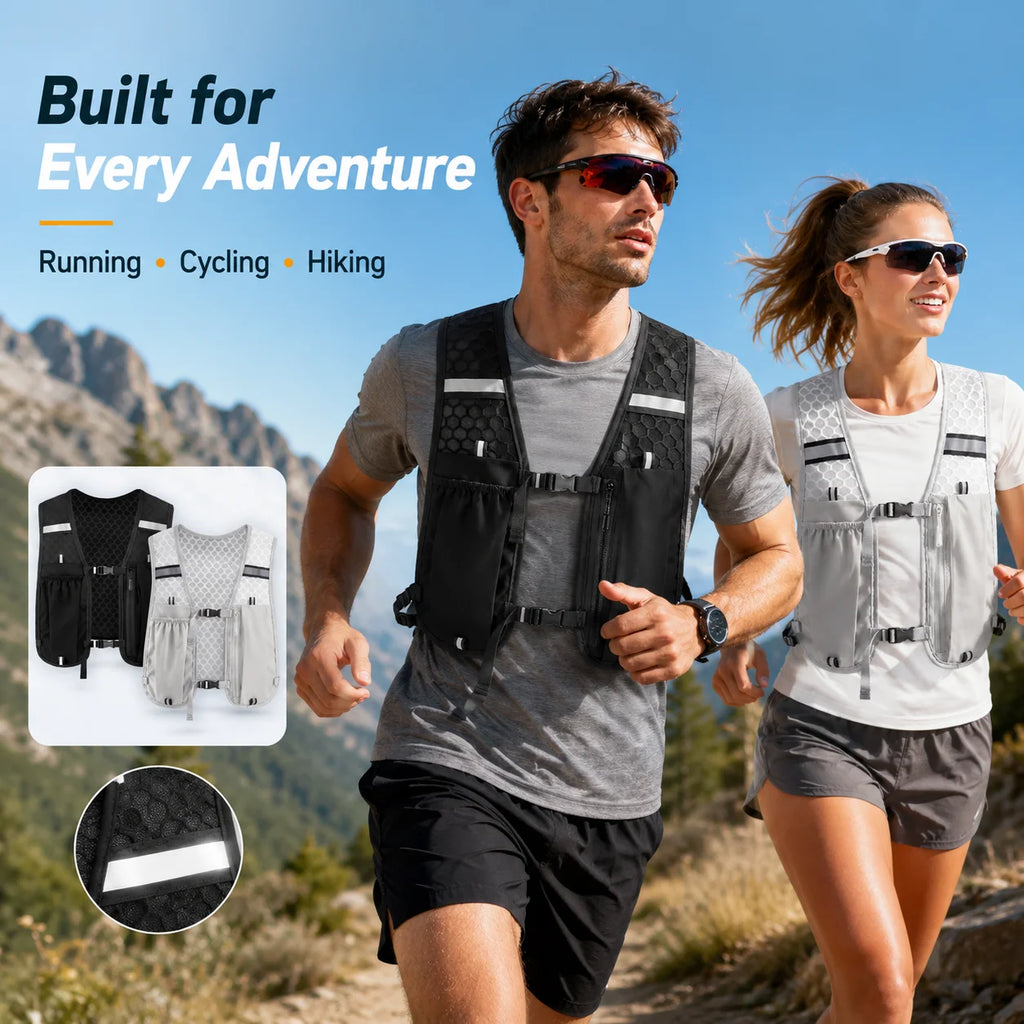 New Running Water Bottle Storage Vest Lightweight Running Vest Reflective Hydration Water Chest Pack With Phone Holder