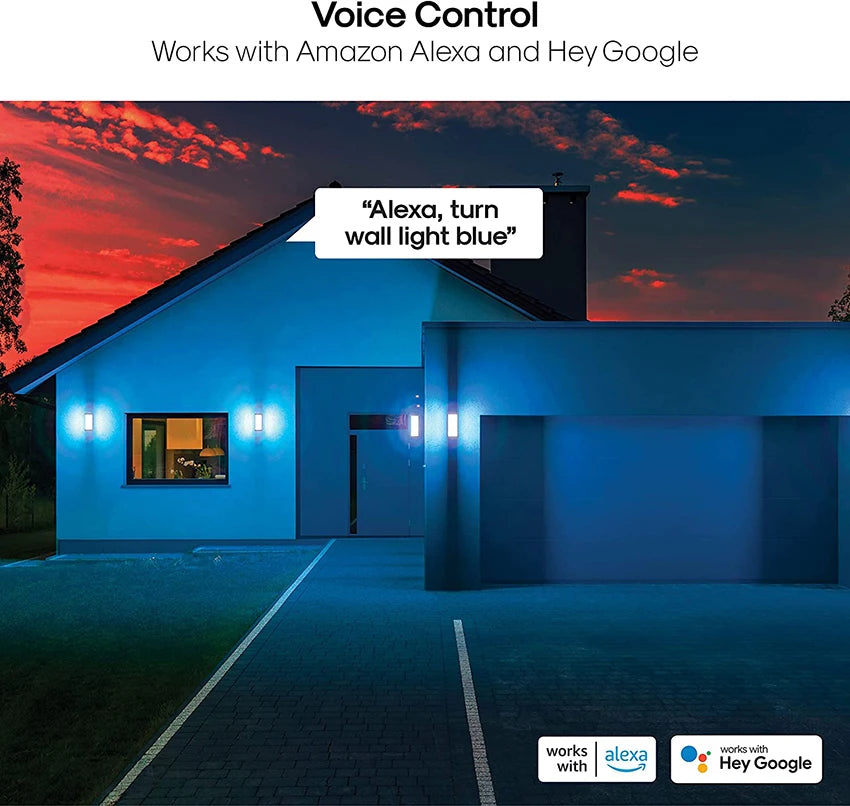 Smart WiFi LED Wall Lamp Indoor Outdoor with Alexa Remote Control RGBCW Wall Light for House Porch Front Door