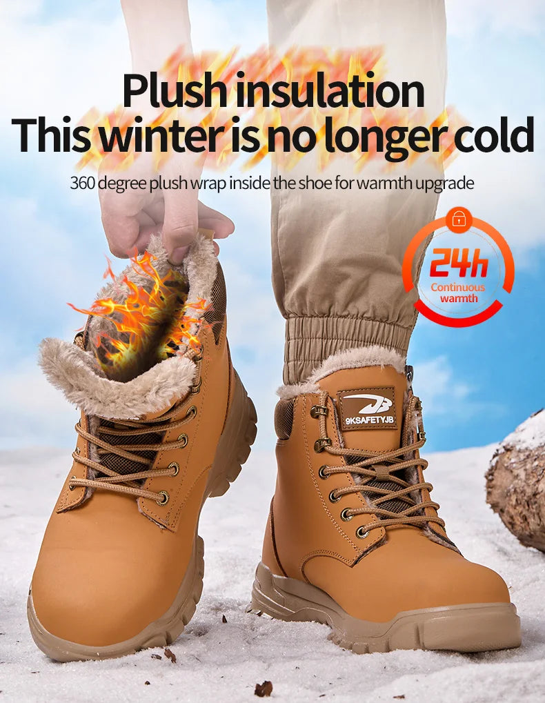 Latest 2024 Fashion Winter Warm Men Work Safety Boots Waterproof Indestructible Steel Toe Cap Shoes Sneakers Male Footwear