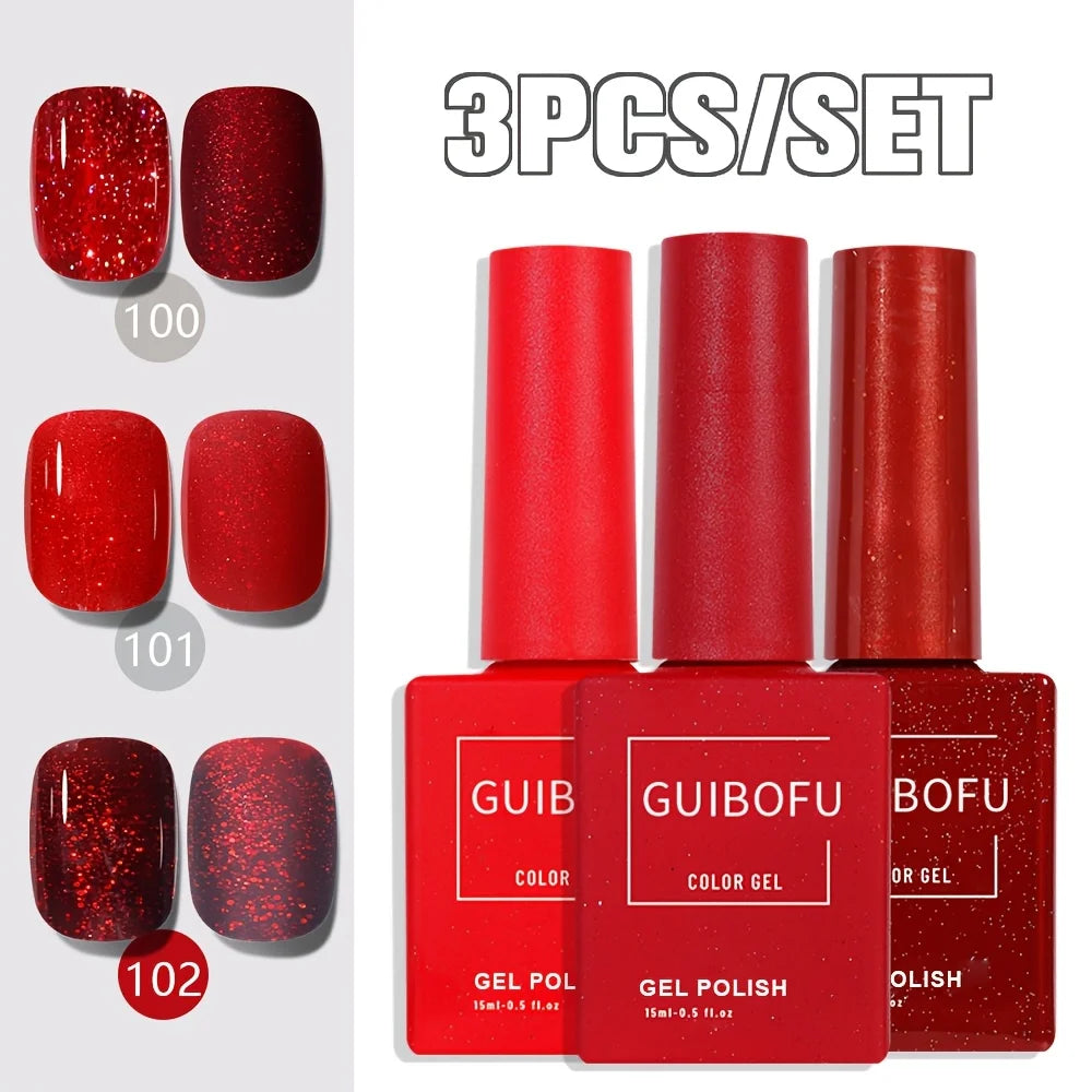 Spring Series 3 Pcs Set 15ml Semi Permanent Nail Polish Set Kit Soak Off Uv Varnish Nail Art For Manicure Nail Design