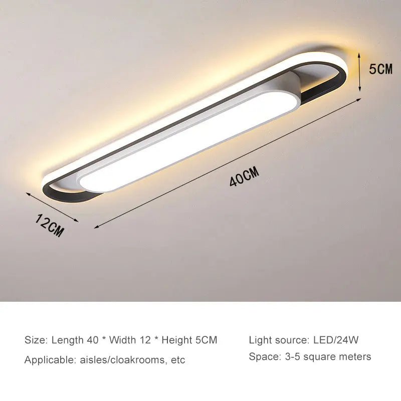 LED Modern Ceiling Light 220V Oval Strip Light Home Decor Corridor Light for Stairwells Balcony Living Room Lighting Fixture