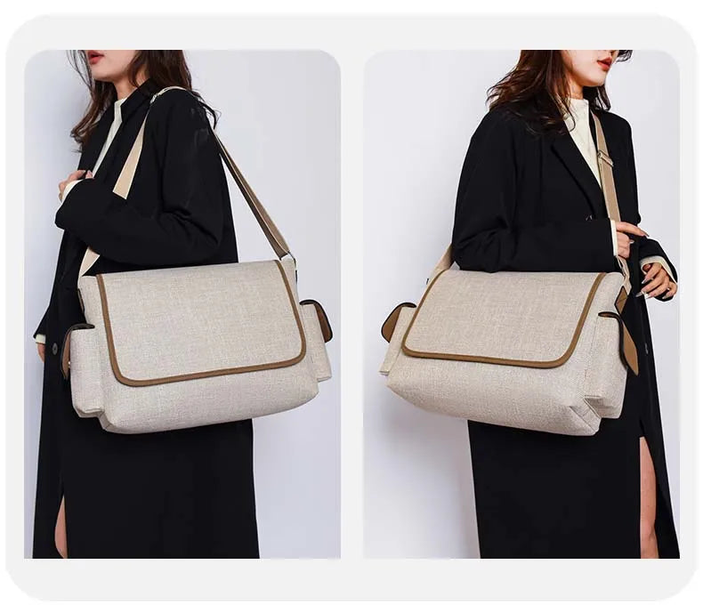 New Women's Large Capacity Canvas Shoulder Bag Casual Tote Handbag Trendy Messenger Bag for Everyday Use