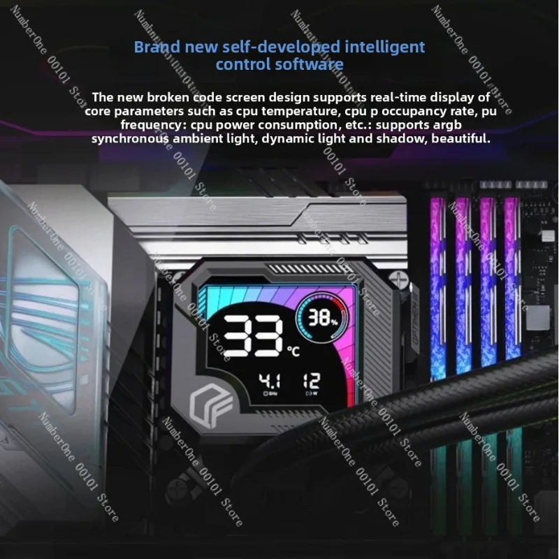 360 ARGB CPU Liquid Cooler with Segment Code Screen Temperature Display