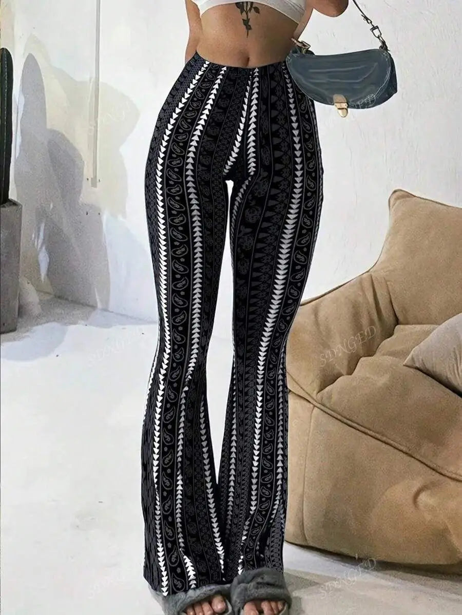 Autumn Winter Y2k Trousers Casual Fashion Long Pants Tight Casual Tight Vintage Sexy Stripe Female Clothes Chic Flare Pants