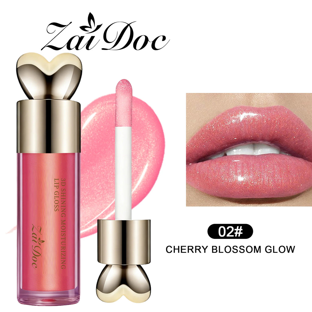 ZaiDoc Muti-Pcs 3D Plumping Shimmer Lip Gloss 6 Colors Moisturizing Glossy Finish Optional Hydrating Lip Oil Glaze Long Lasting Non-Sticky Liquid Lipstick for Girls Daily Makeup Cosmetics