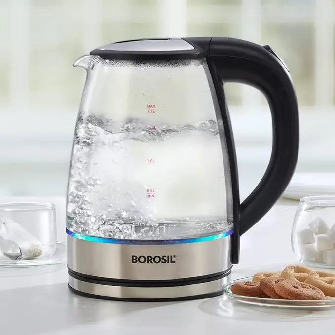 1.8L Electric Glass Kettle Cordless Digital Temperature Control Water Boiler with Automatic Shut-off for Home Car RV Use