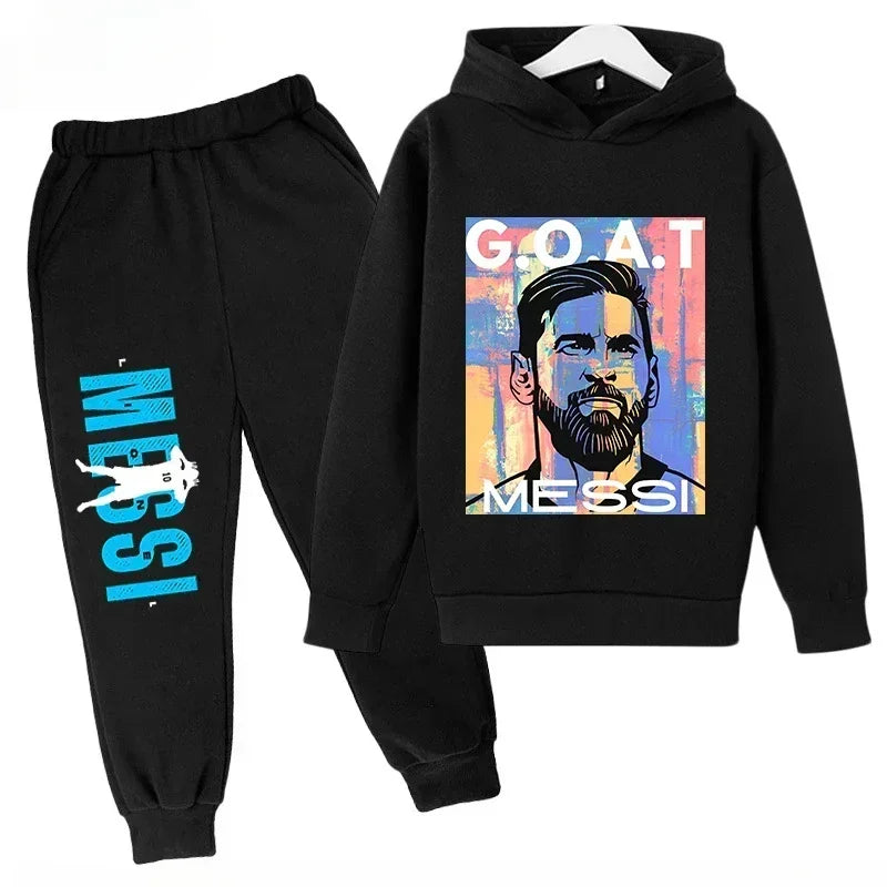 Spring Autumn Children's Set Sports Messi Print Hoodie Set Pants Suit 2pcs Set Boys Girls Kid Clothing Casual Fashion Tracksuit