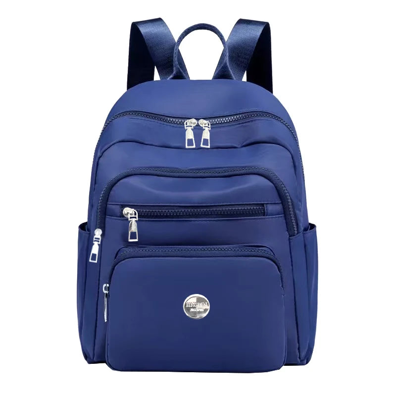 Black Brown Classic Grid Print Small Backpack Multi Zipper Pockets, Casual Fashion Daypack Holds Phone Cosmetic Essentials