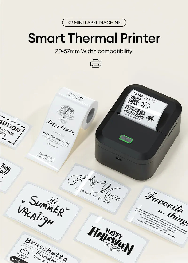 Marklife X2 Mini Thermal Portable Printer Adhesive Label Printer Wireless Bluetooth Similar as B21 B1 Labeling Machine Inkless