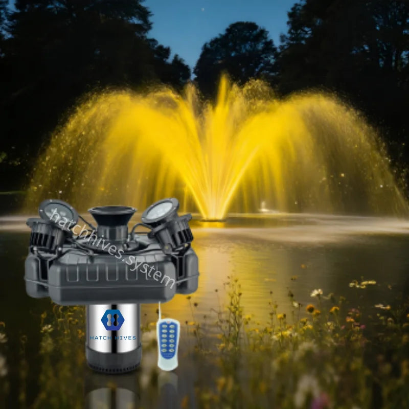 High Flow 750w 220v 50hz Stainless Steel Fish Pond Aerator with Thickened Floats Adjustable 2 LED Lights for Aqua/Landscape Pool